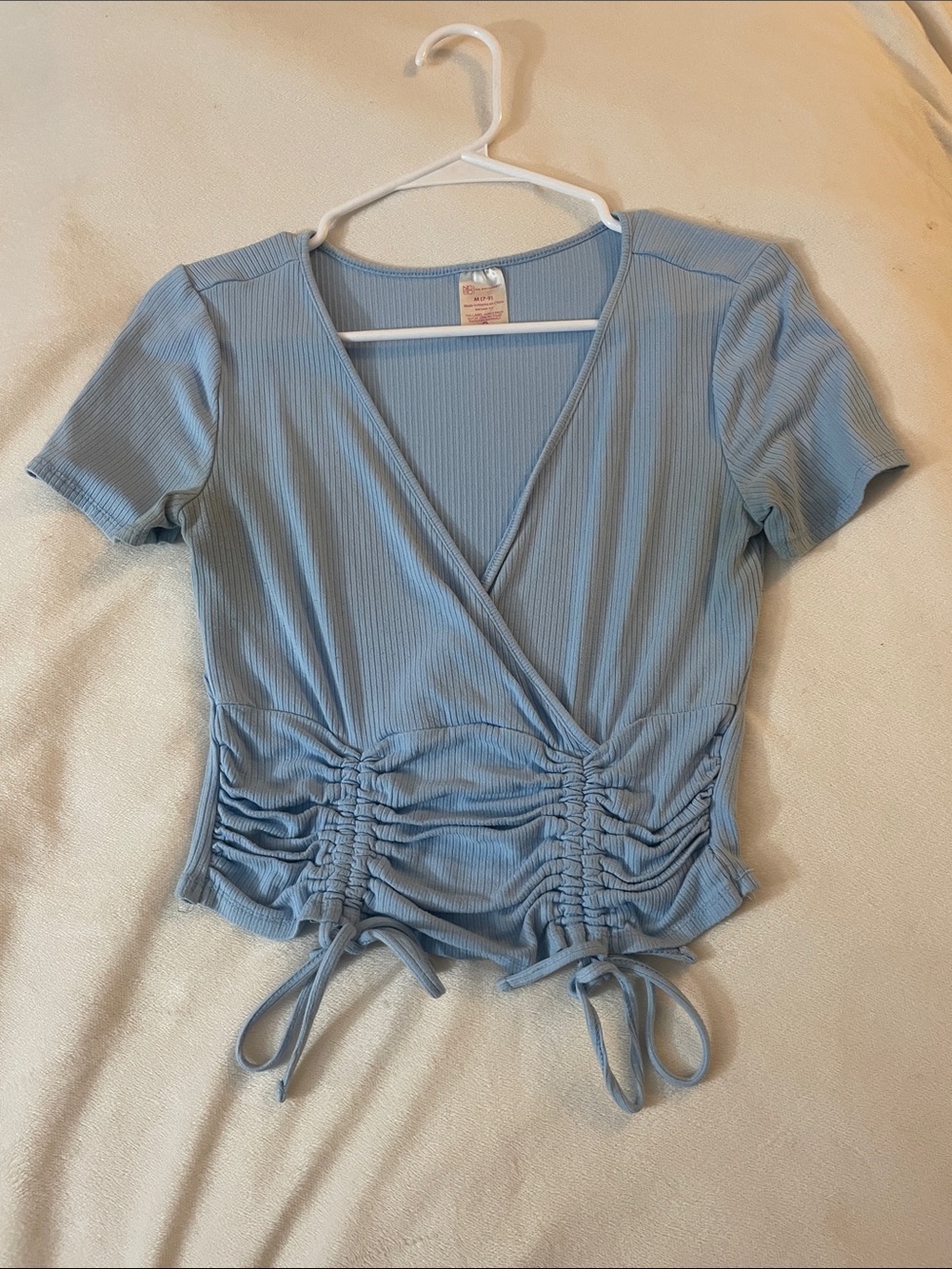 ⭐️No Boundaries Light Blue Drawstring Crop Top